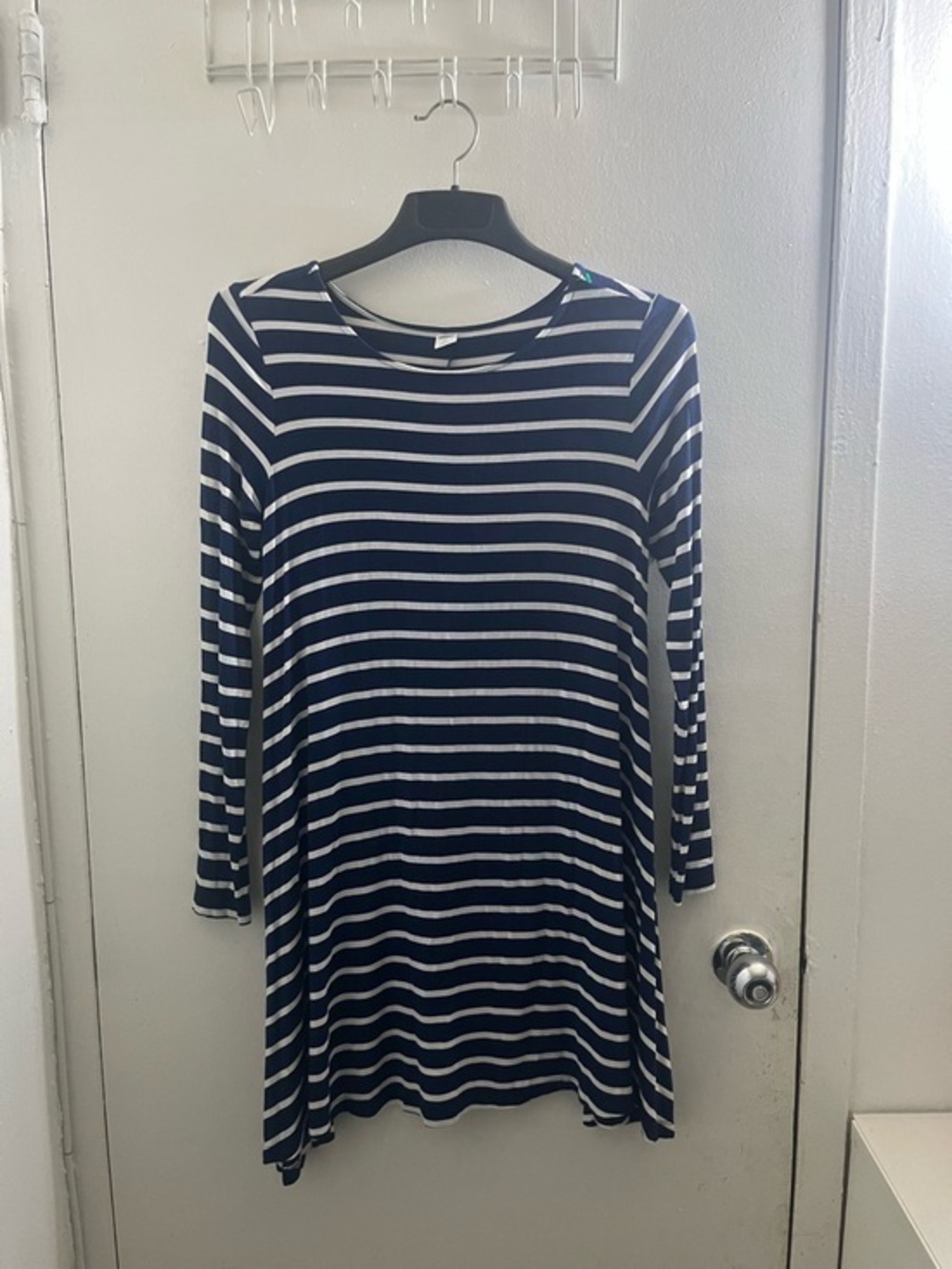 Old Navy Striped Navy and White Long Sleeve Swing Dress